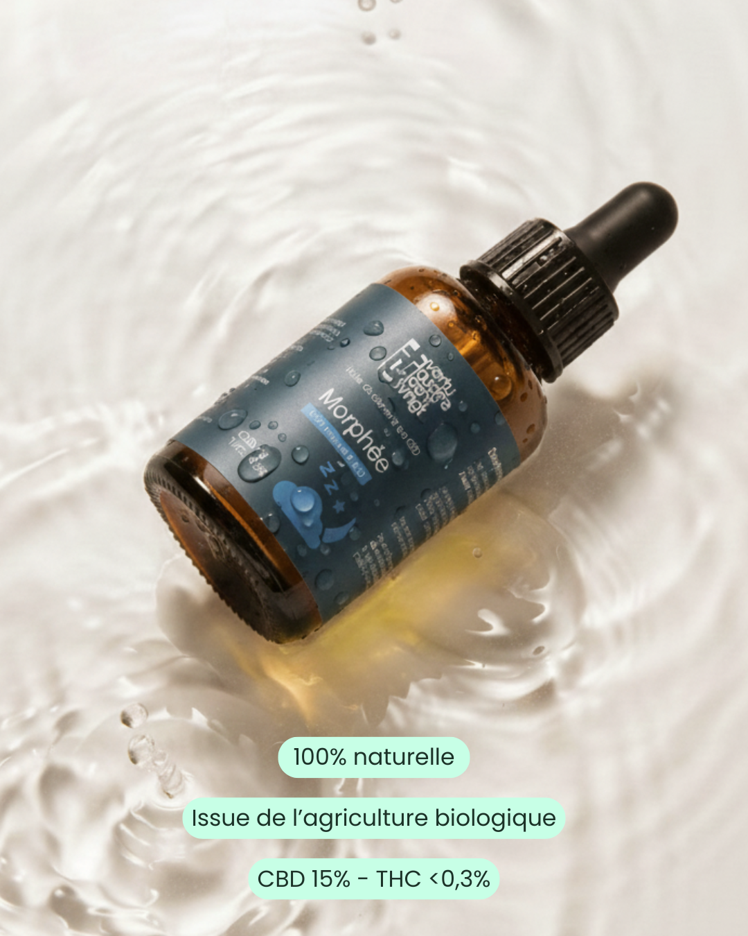 MORPHÉE — Huile de CBD 15% Spectre Complet & Camomille Vertu420